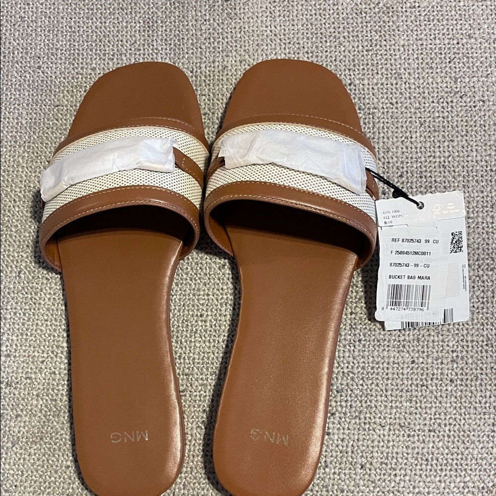 Mango Tan and White Women's Sandals